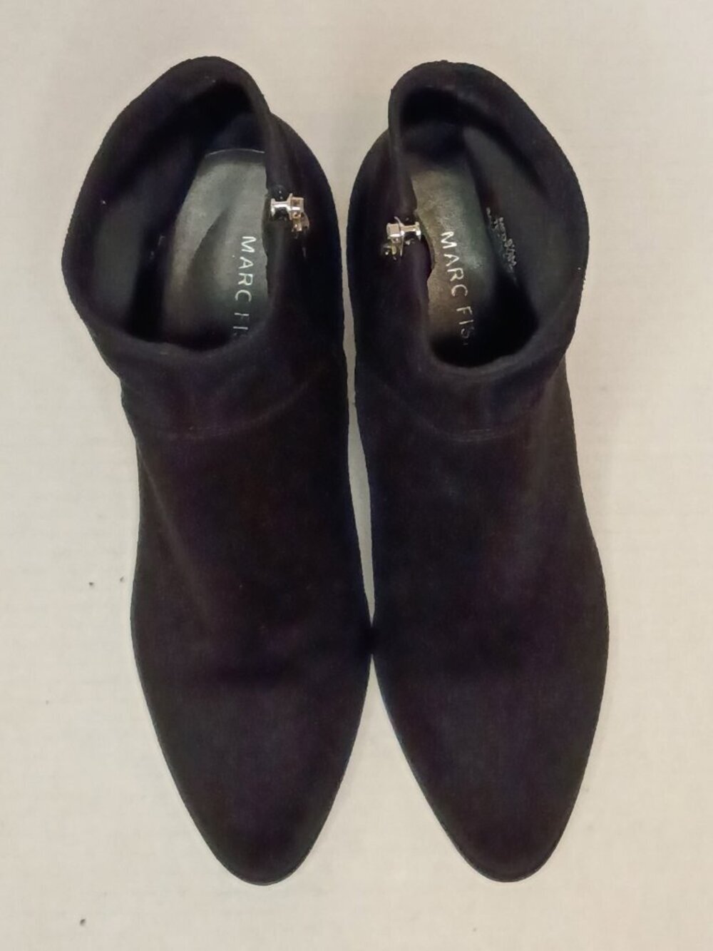 Marc Fisher Dyvine Black Suede Block Heel Ankle Booties Women's Size 6.5M